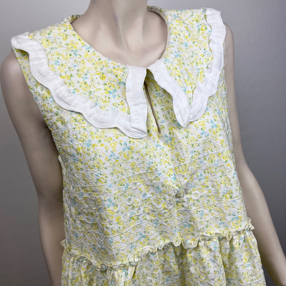 Just Me Yellow and Green Floral Wide Collar Dress - Picture 7 of 8